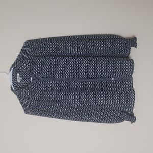 Max studio navy blue geo print button down Blouse sz s